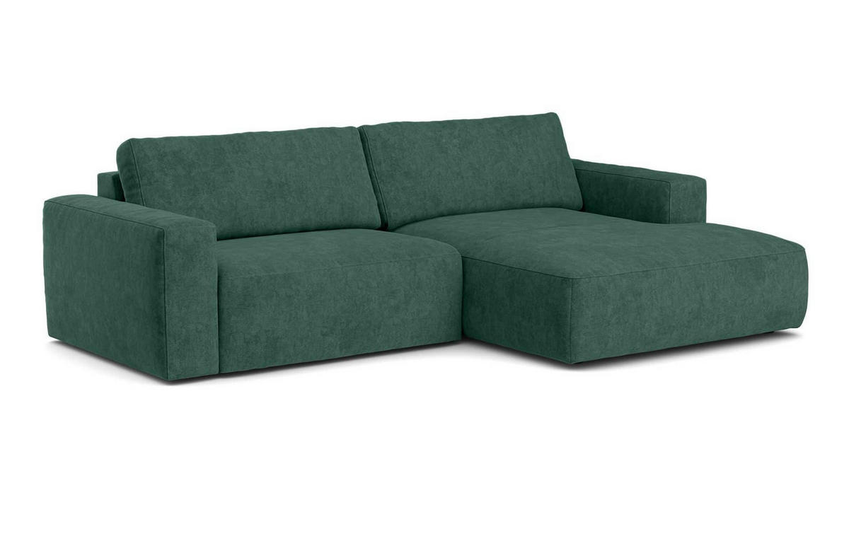 ECKSOFA mit losen Rückenkissen, wasserabweisender All Senses Stoff - Schwarz/Grün, Holz/Kunststoff (175/288cm) - Cotta