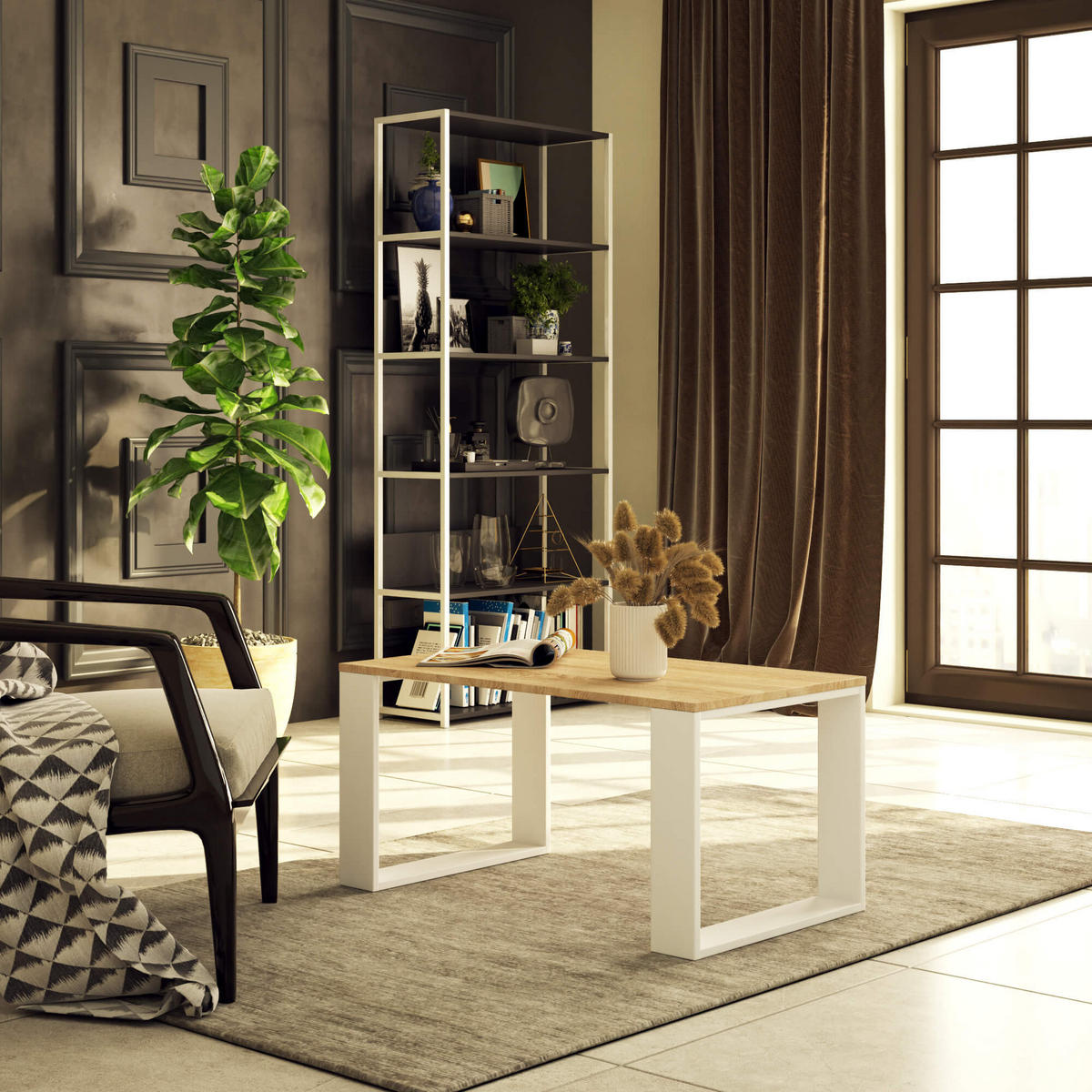 COUCHTISCH NOX Sonoma Eiche, Weiß 92x53x45 cm - Weiß/Sonoma Eiche, Holzwerkstoff (53/92/45cm) - Akord