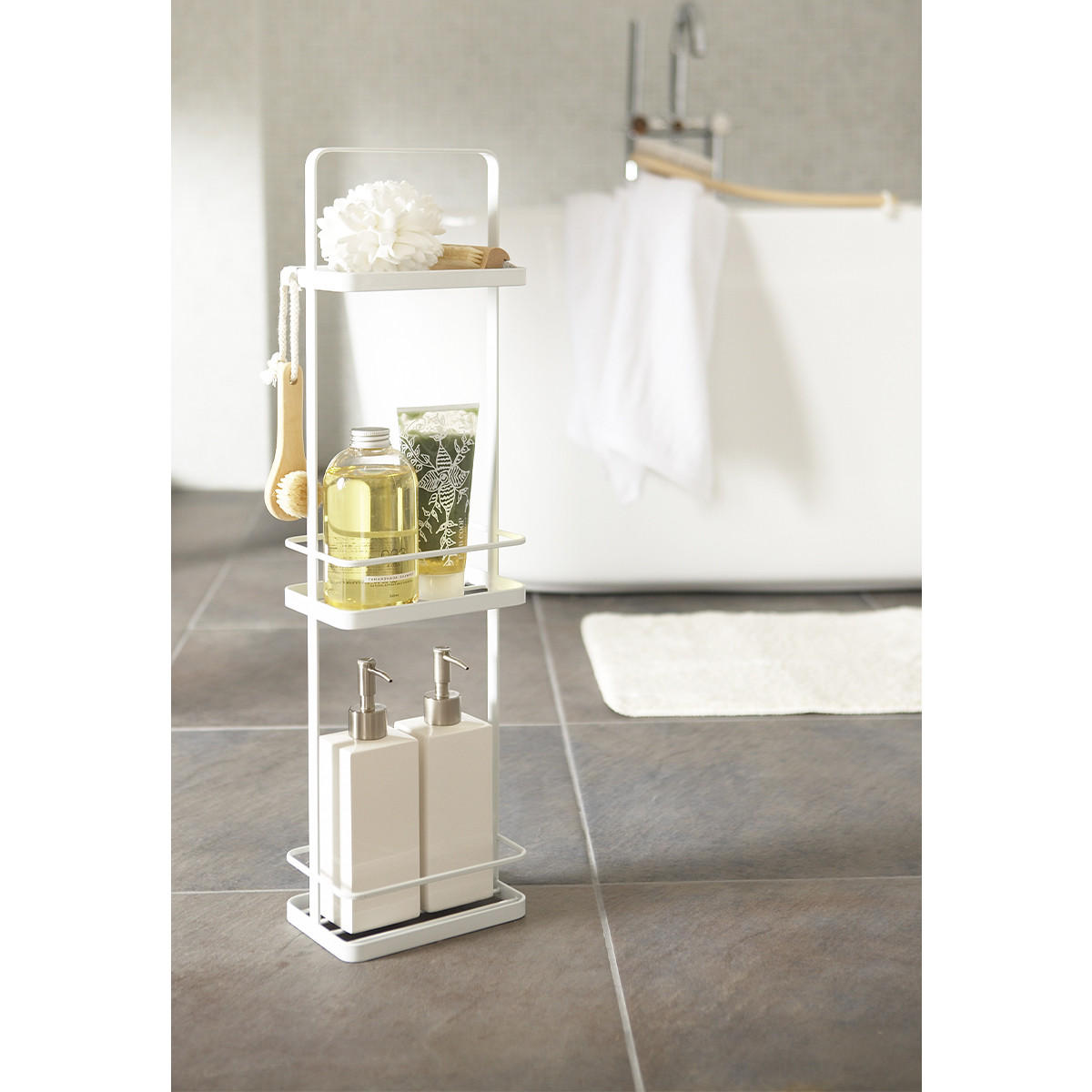 BADEZIMMERREGAL mit 3 Ebenen - H67 cm - Weiß, Metall (12/67/18cm) - Yamazaki