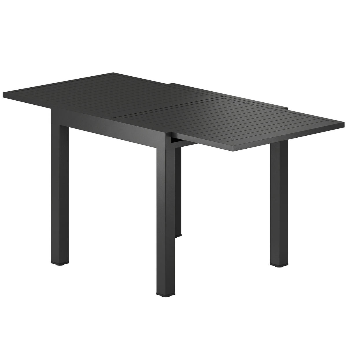 GARTENTISCH DE-07327 ausziehbar, Aluminium mit Lamellenplatte Silber - Schwarz, Metall (160/80/75cm) - ComfortXL