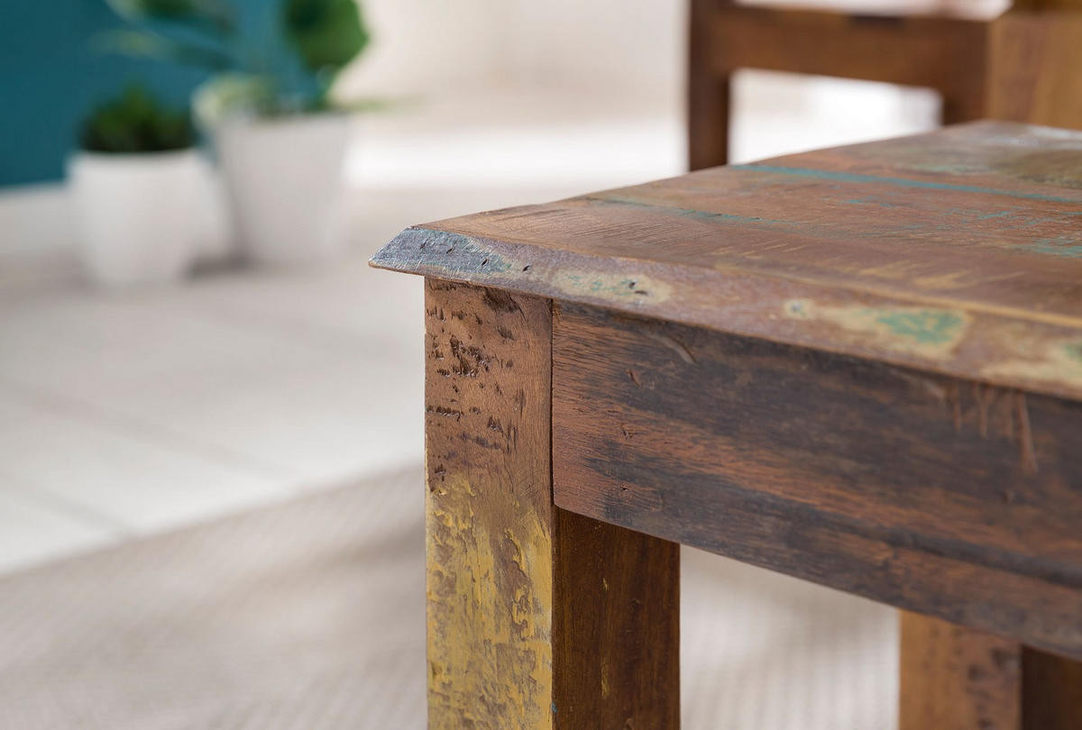 ESSTISCH Mango Massivholz Klarlack Shabby Design, Braun 120x70x76 cm - Braun, Holz (70/120/76cm) - KADIMA DESIGN