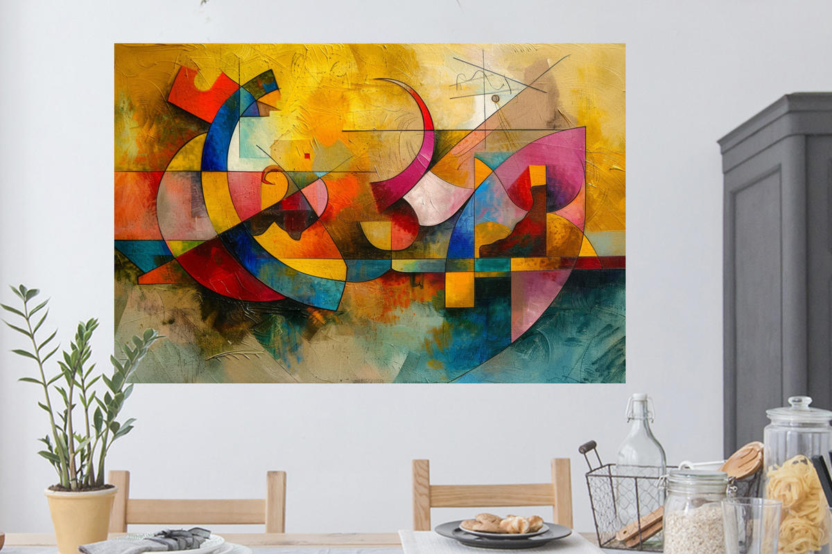 WANDTATTOO Kunst - Abstrakt - Modern 120x80 cm - Gelb, Kunststoff (120/80/0.1cm) - MuchoWow