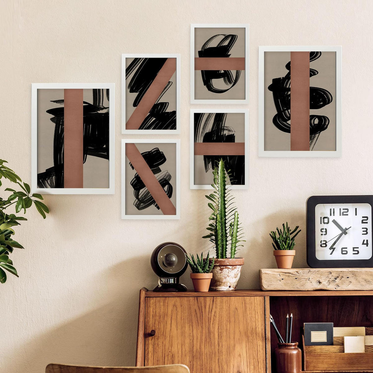 POSTER Set Mit 6 Utopisches Handwerk In Form Abstracts Ästhetische Dekorative Gemälde Für Ihr Wohnzimmer, Schlafzimmer, Zuhause A3 & A4 Weißer Rahmen - Weiß, Papier (29/3cm) - Nacnic