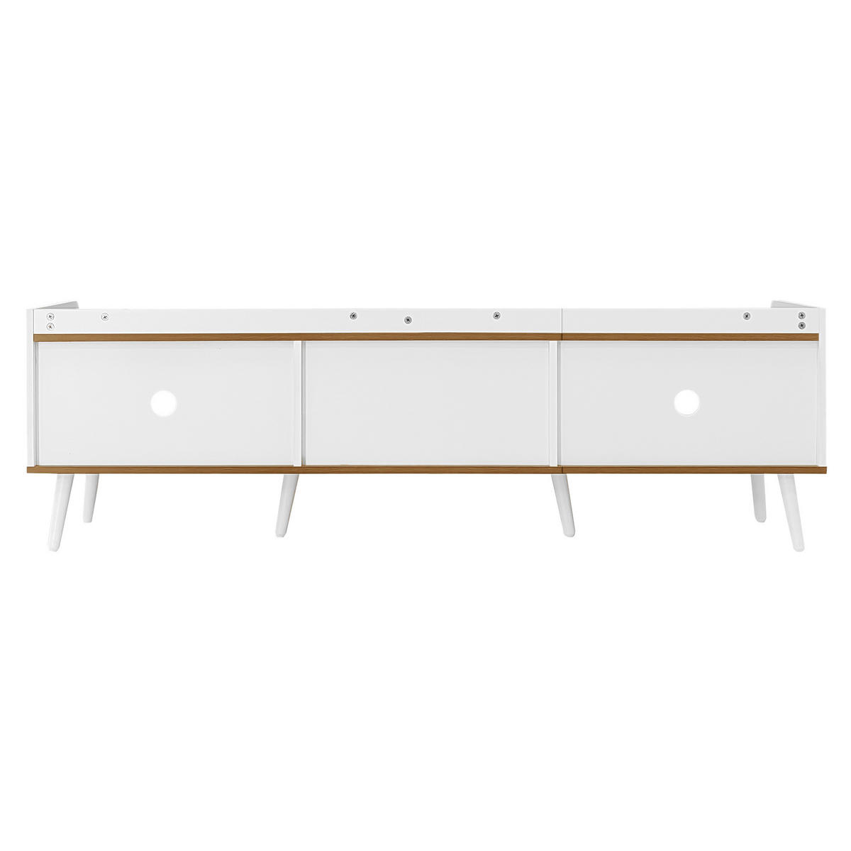 LOWBOARD 160/39/49,5 cm aus MDF und Spanplatte mit 3 Türen Weiß/Natur - Weiß, Holzwerkstoff (160/49.5/39cm) - Modenvie