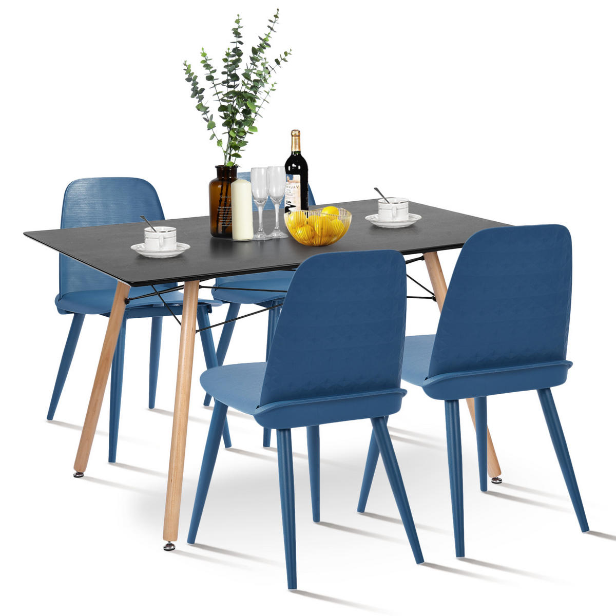 ESSZIMMERSTUHL 4er-Set Kunststoff - Blau, Kunststoff/Metall (44/81/52cm) - Urban Meuble