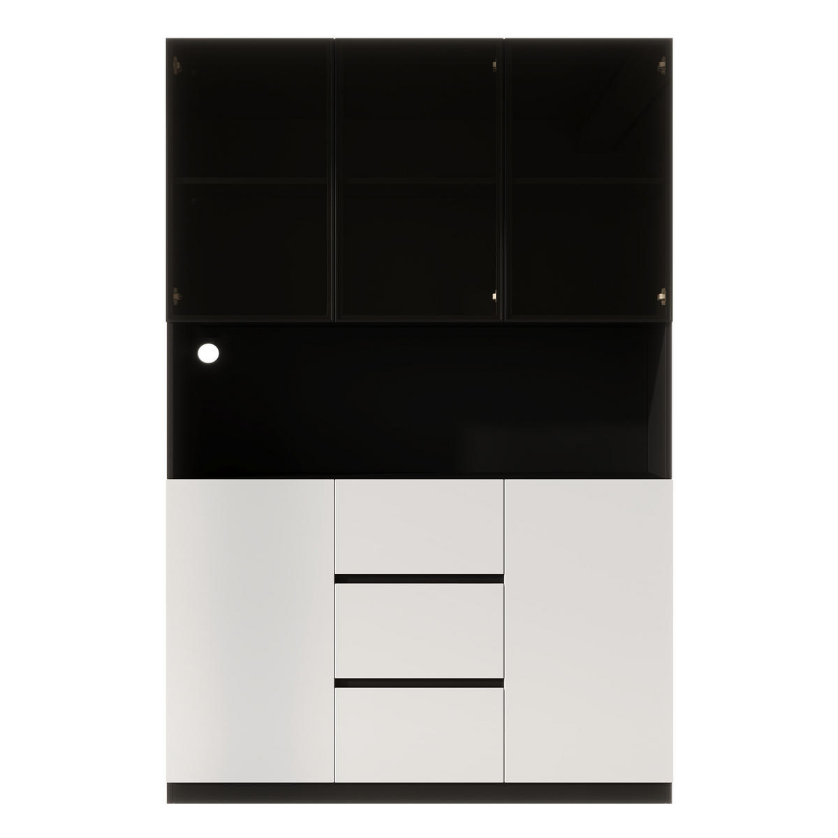 VITRINE 120cm Glas LED 3 Schubladen 2 Türen modern - Schwarz, Holzwerkstoff (120/200/40cm) - FLIEKS