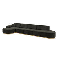 ECKSOFA Ottomane Links MARI-L3-v2 - 413x171x83 cm Schwarz Velours - Schwarz, Holzwerkstoff/Textil (413/171cm) - ALTDECOR