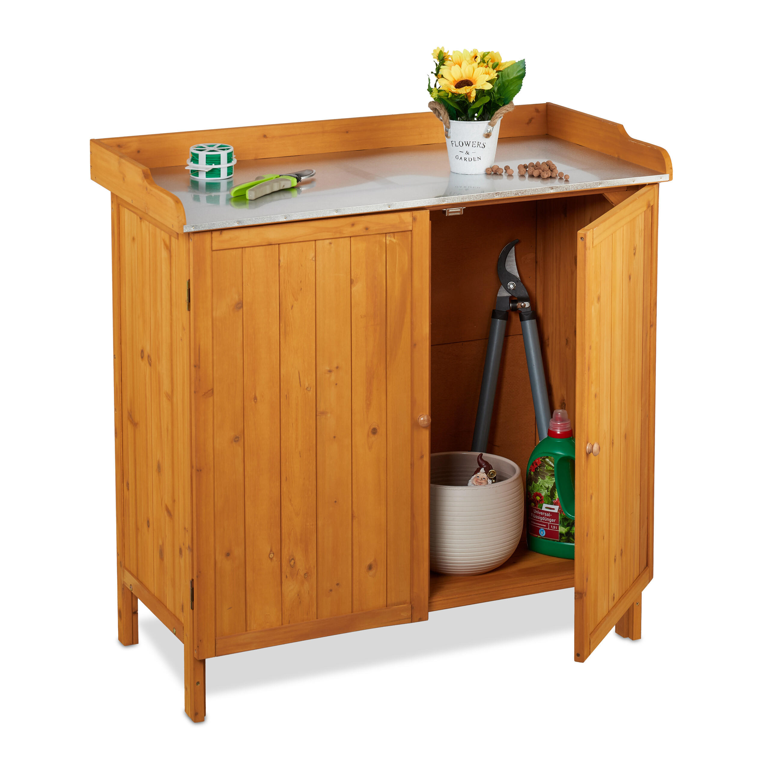 PFLANZTISCH - Orange, Holz/Metall (47/94/94cm) - Relaxdays