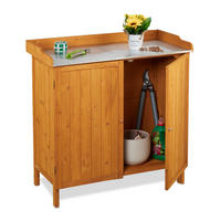 PFLANZTISCH - Orange, Holz/Metall (47/94/94cm) - Relaxdays