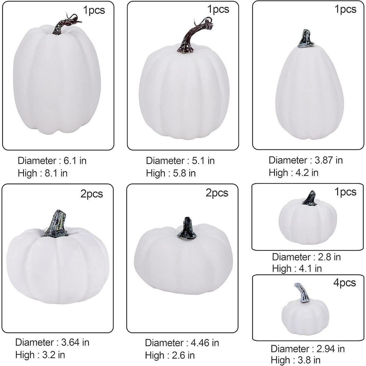 KÜRBIS 12-teiliges Set Künstlich Weiß - Weiß, Kunststoff (9cm)