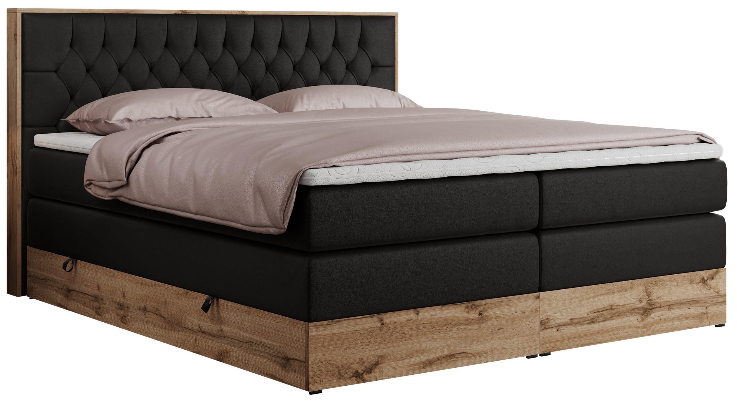 BOXSPRINGBETT AMORE KING 160/200 Schwarz Kunstleder - H3 - Schwarz, Holz/Textil (160/200cm) - MKS
