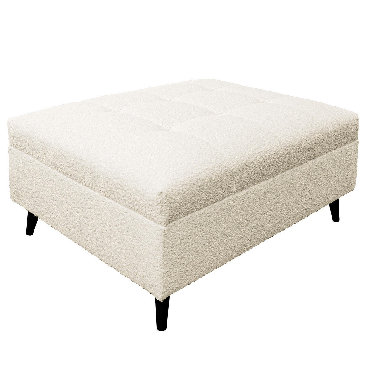 ECKSOFA mit Ottomane und Hocker - Schwarz/Weiß, Birkenholz/Textil (247/174cm) - home24