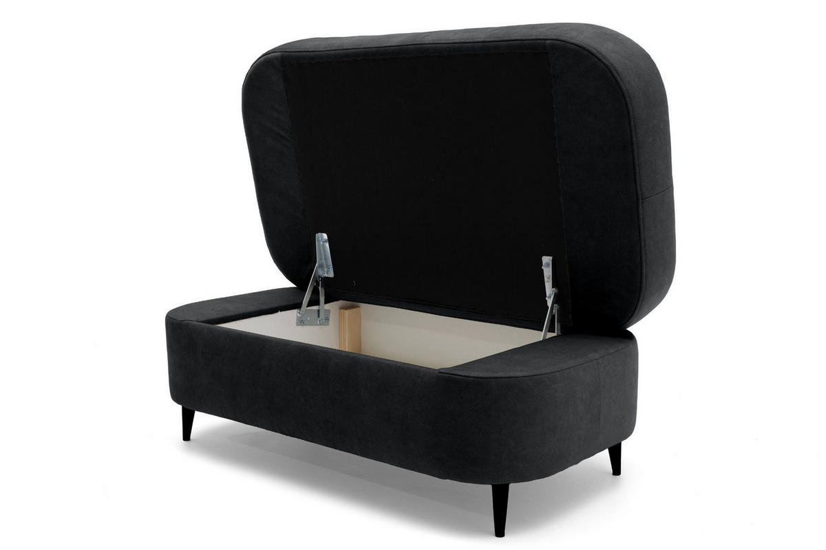 POUF PRIAM 104 x 60 cm Velours Anthrazit - Anthrazit/Schwarz, Holz/Textil (104/43/60cm) - Muffo