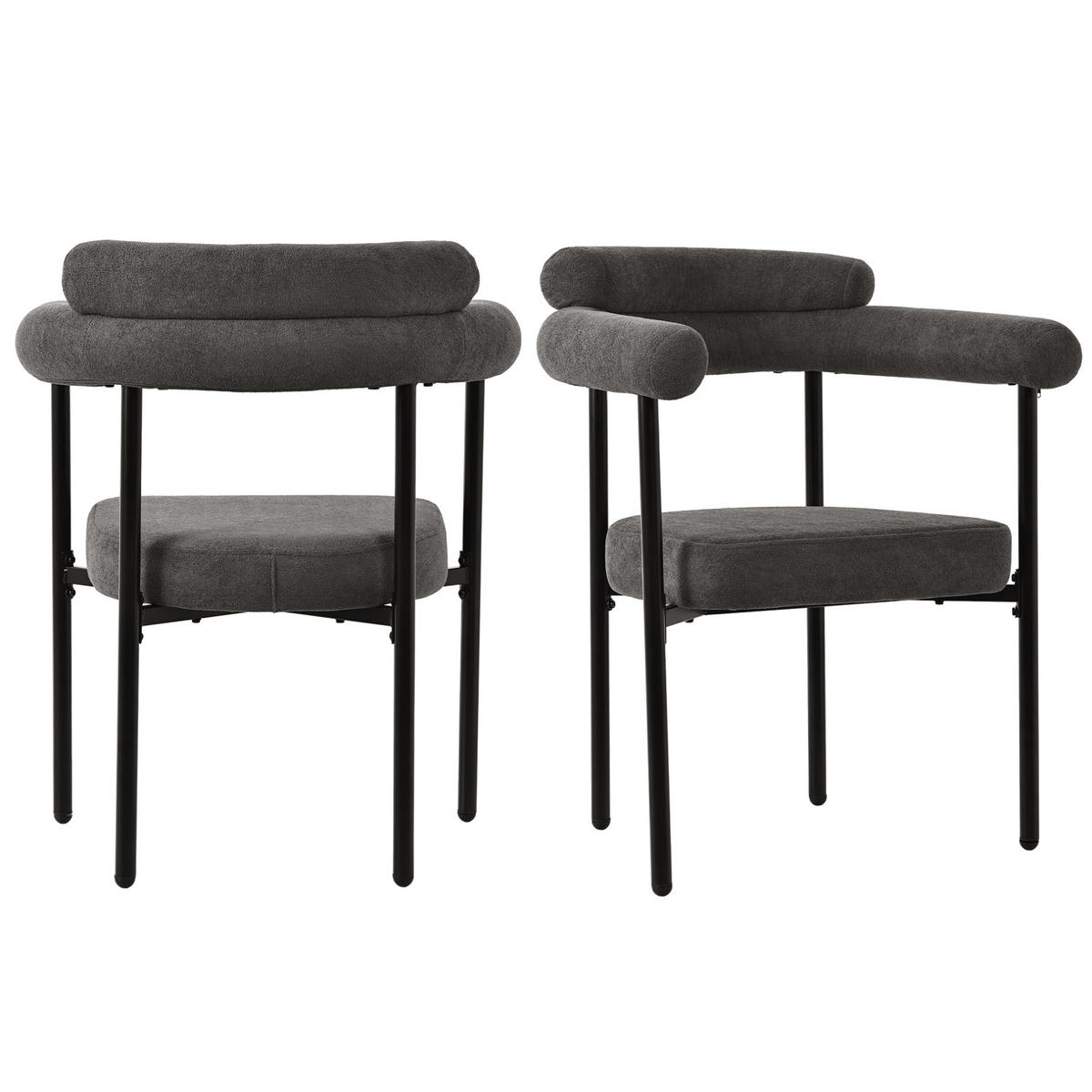 ESSZIMMERSTUHL mit ergonomischer Rückenlehne 70 x 62 x 84 cm Dunkelgrau 2er-Set - Dunkelgrau, Metall (62/84/70cm) - Meubliv