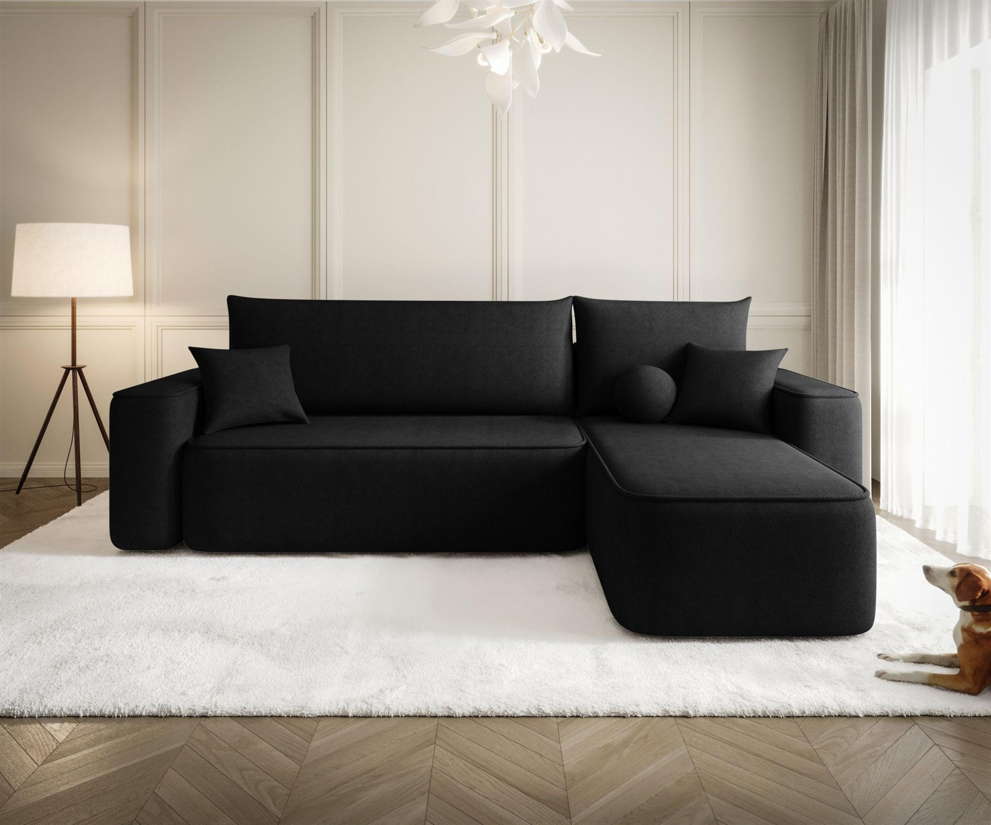 ECKSOFA Agepo In Curio - Schwarz, Holzwerkstoff/Textil (250/150cm) - Fun Möbel