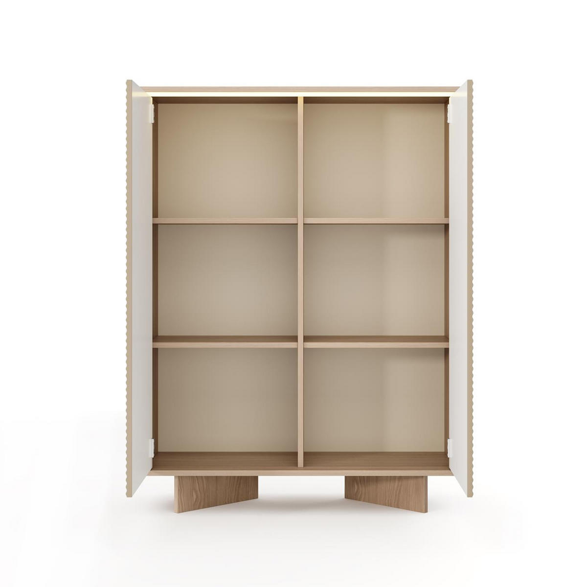 HIGHBOARD DEMI Cappuccino, Hochkommode mit LED-Beleuchtung - Cappuccino, Holzwerkstoff (104/138/40cm) - Bettso