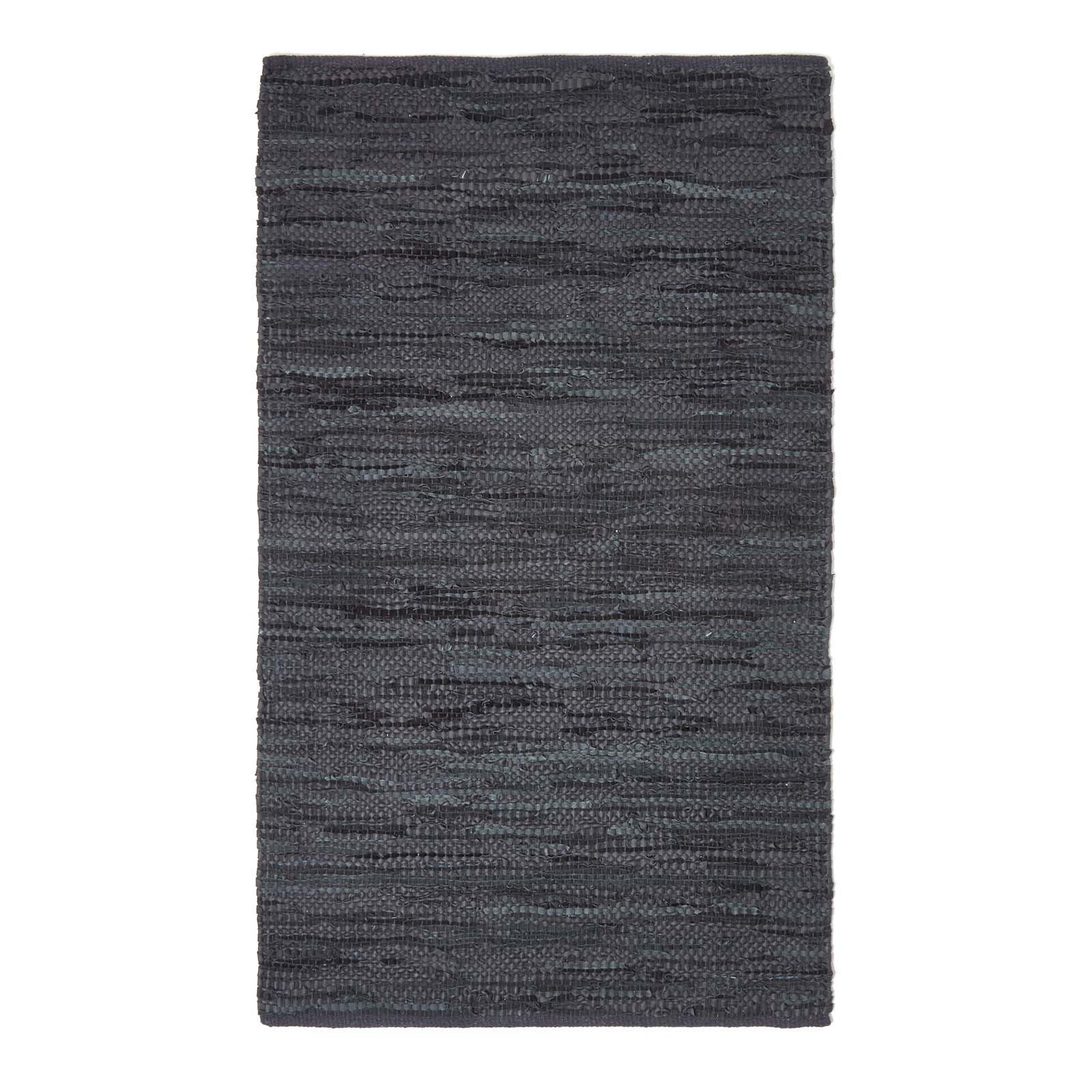 LEDERTEPPICH Denver gewebt 90/150 cm - Schwarz, Leder (90/150cm) - Homescapes