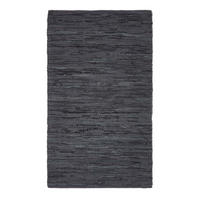 LEDERTEPPICH Denver gewebt 90/150 cm - Schwarz, Leder (90/150cm) - Homescapes