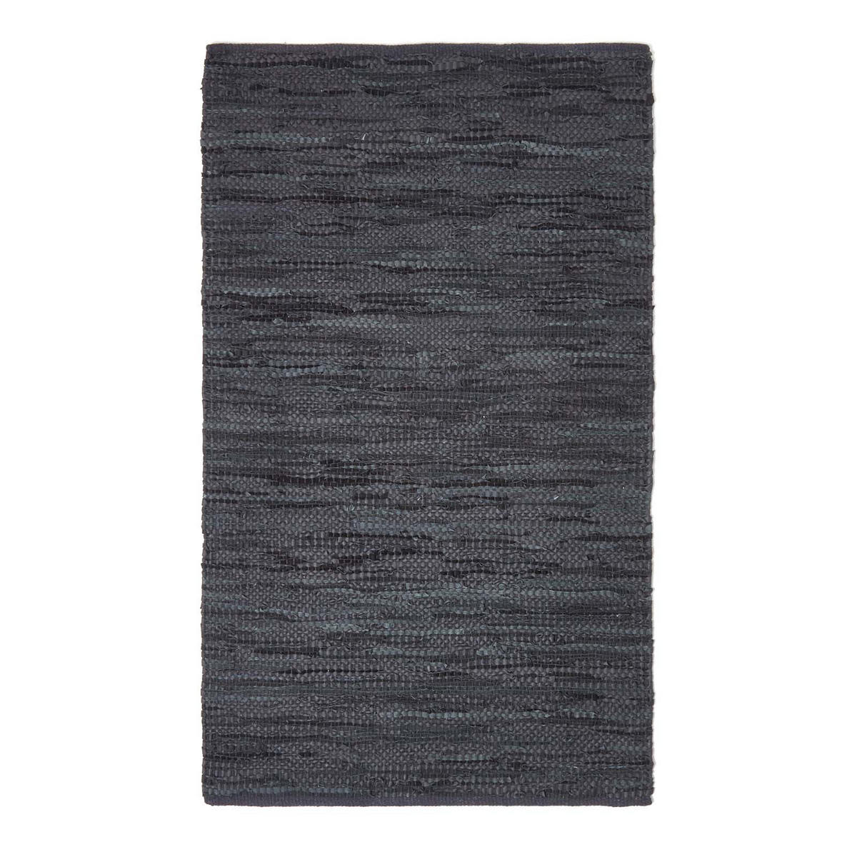 LEDERTEPPICH Denver gewebt 90/150 cm - Schwarz, Leder (90/150cm) - Homescapes
