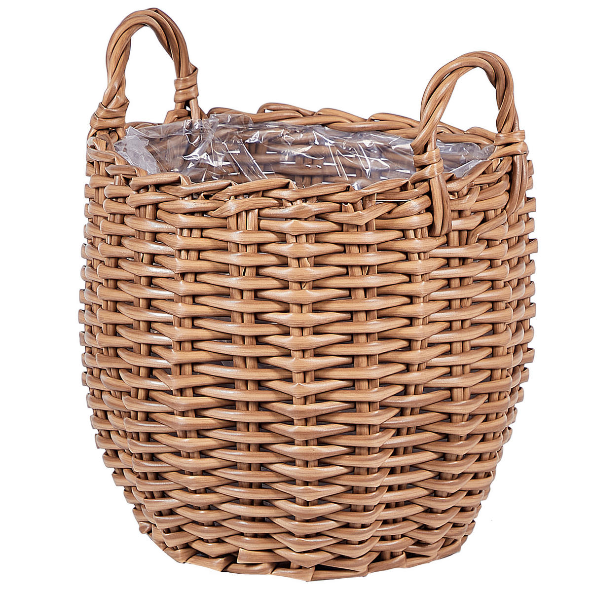 BLUMENKORB Braun Aucuba - Hellbraun, Kunststoff (26cm) - Beliani