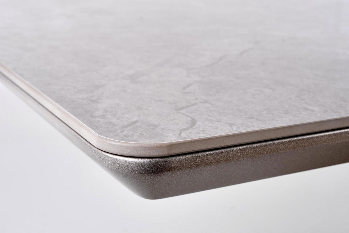 ESSTISCH Valenton grau Marmor / gold / Aschfarben 160-220 / 90 / 76cm - Goldfarben/Grau, Holz/Keramik (90/220/76cm) - Feldmann-Wohnen