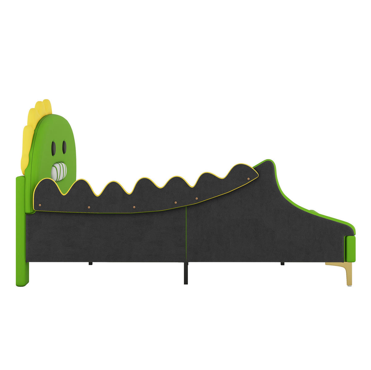 KINDERBETT 140/200 cm in Grün mit Dinosaurier-Design aus PU - Grün, Leder (140/200cm) - Flora Grace