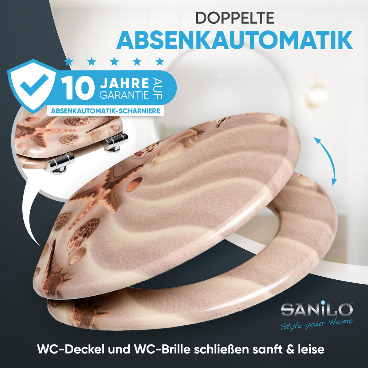 WC-SITZ mit Absenkautomatik Sanibel - Braun, Holzwerkstoff (38/6/47cm) - Sanilo