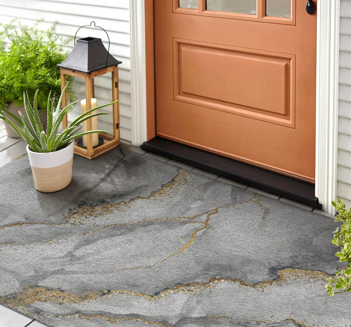 FUSSMATTE 150 x 100 cm Grauer Marmor - Grau, Textil (150/100cm) - TULUP