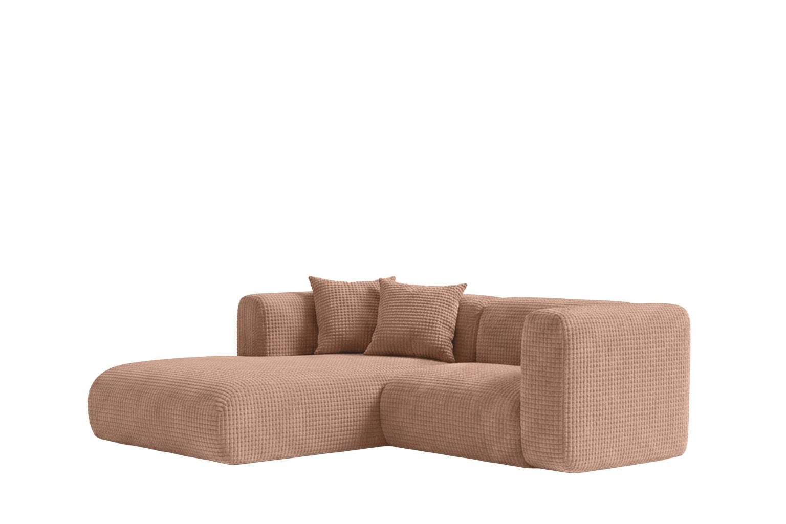 ECKSOFA L-Form mini, Chenille-Stoff Cremona, Hellbraun, Links, GRETA - Hellbraun, Holz (226/179cm) - Kaiser Möbel