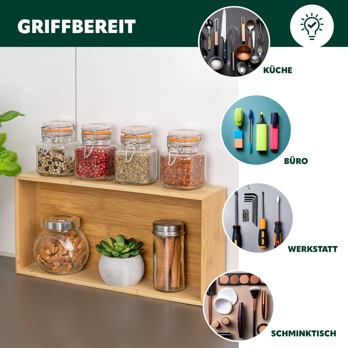 GEWÜRZAUFBEWAHRUNGSBOX, Bambus - Braun, Holz (30/15/7.5cm) - bremermann