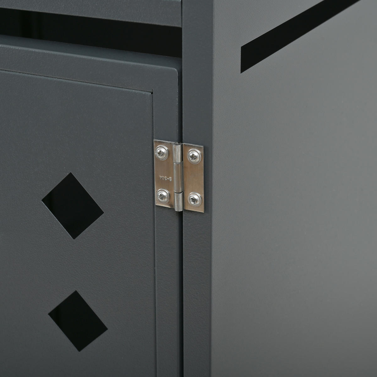 MÜLLTONNENBOX aus verzinktem Stahlblech in Grau/Holzoptik mit Pflanzgefäß 132x80x124,5 cm - Grau, Metall (132/124.5/80cm) - Modfu