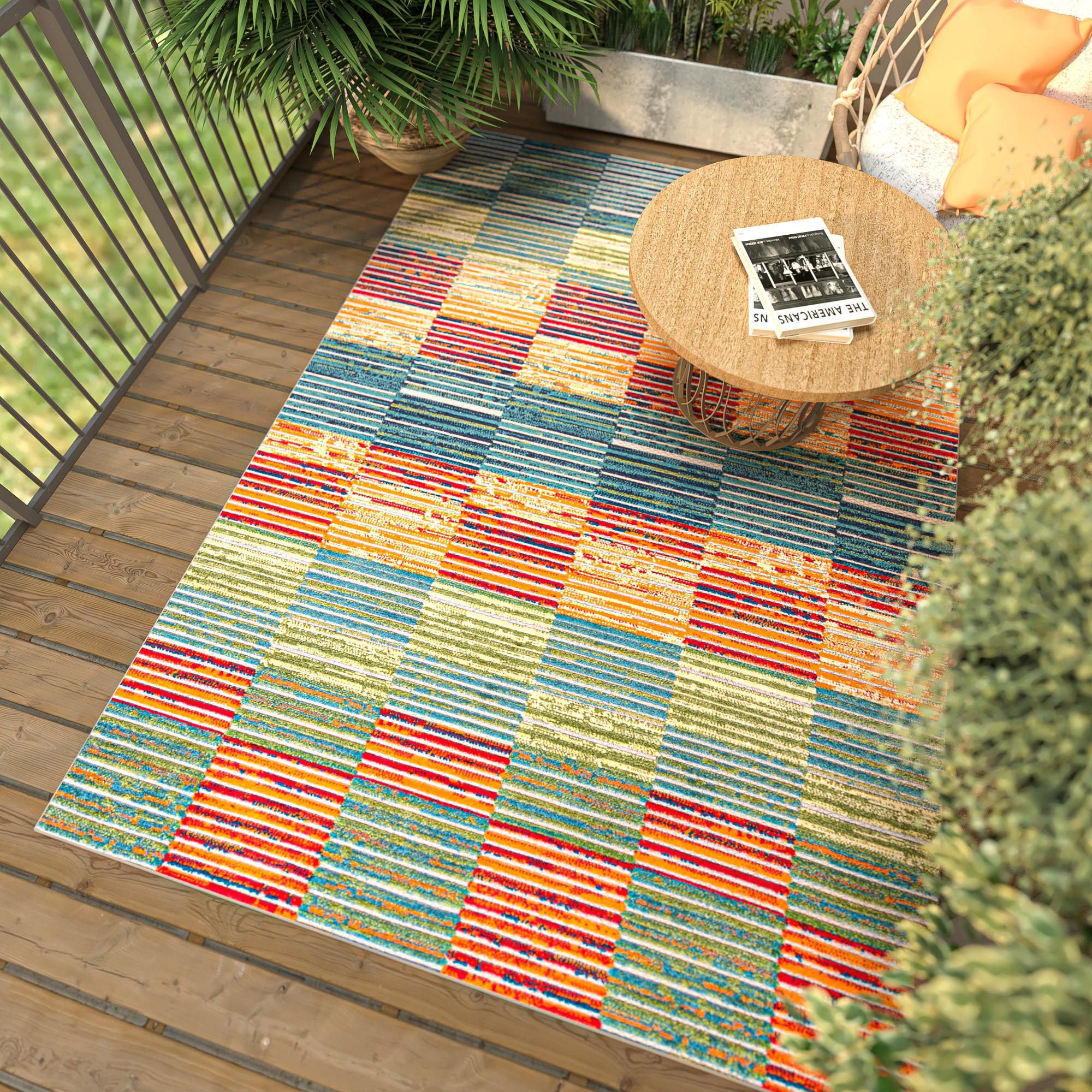 TEPPICH In-Outdoor Bunte Abstract, Kühlergrill - Kurzflor Rechteckig - 140 x 200 cm - Multicolor, Textil (140/200cm) - Mazovia