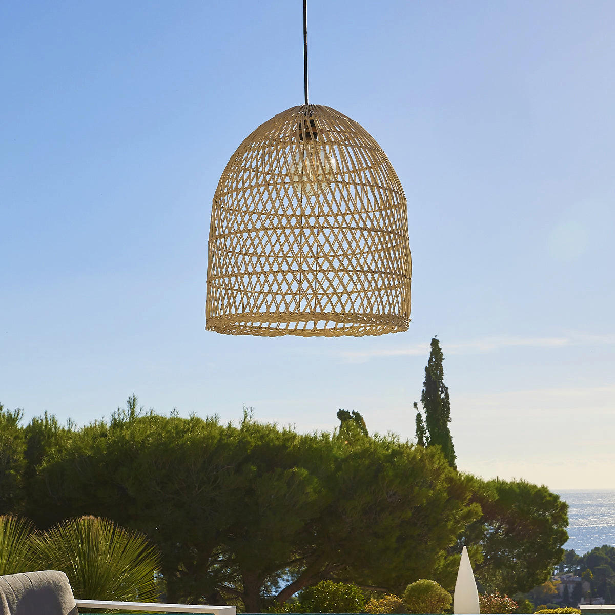 PAULO D40CM 5M Netzanschluss - Beige, Naturmaterialien (40/40/45cm) - Lumisky