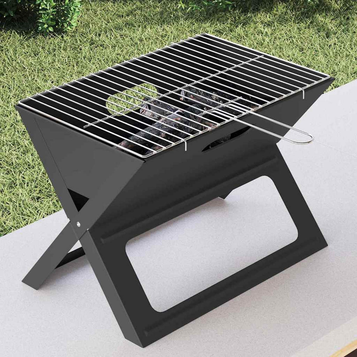 OUTDOOR-GRILL Schwarz 46/31/31 Cm Stahl - Schwarz, Metall (31/31/46cm) - vidaXL