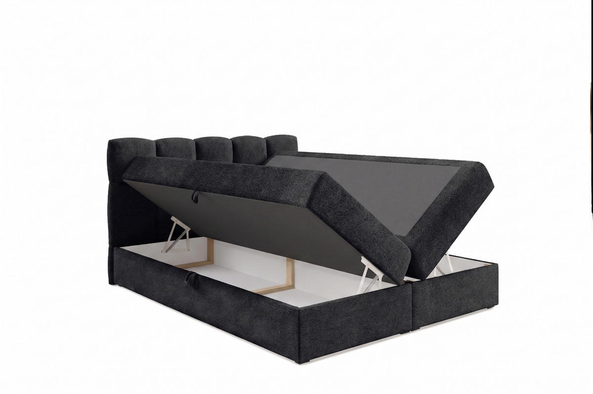 BOXSPRINGBETT mit zwei Stauräume 140x200 cm in Schwarz - Schwarz, Textil (140/200cm) - Home Collective