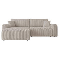 ECKSCHLAFSOFA Floryn L Cord Bis - Schwarz/Naturfarben, Holz/Kunststoff (245/145cm) - MIRJAN24
