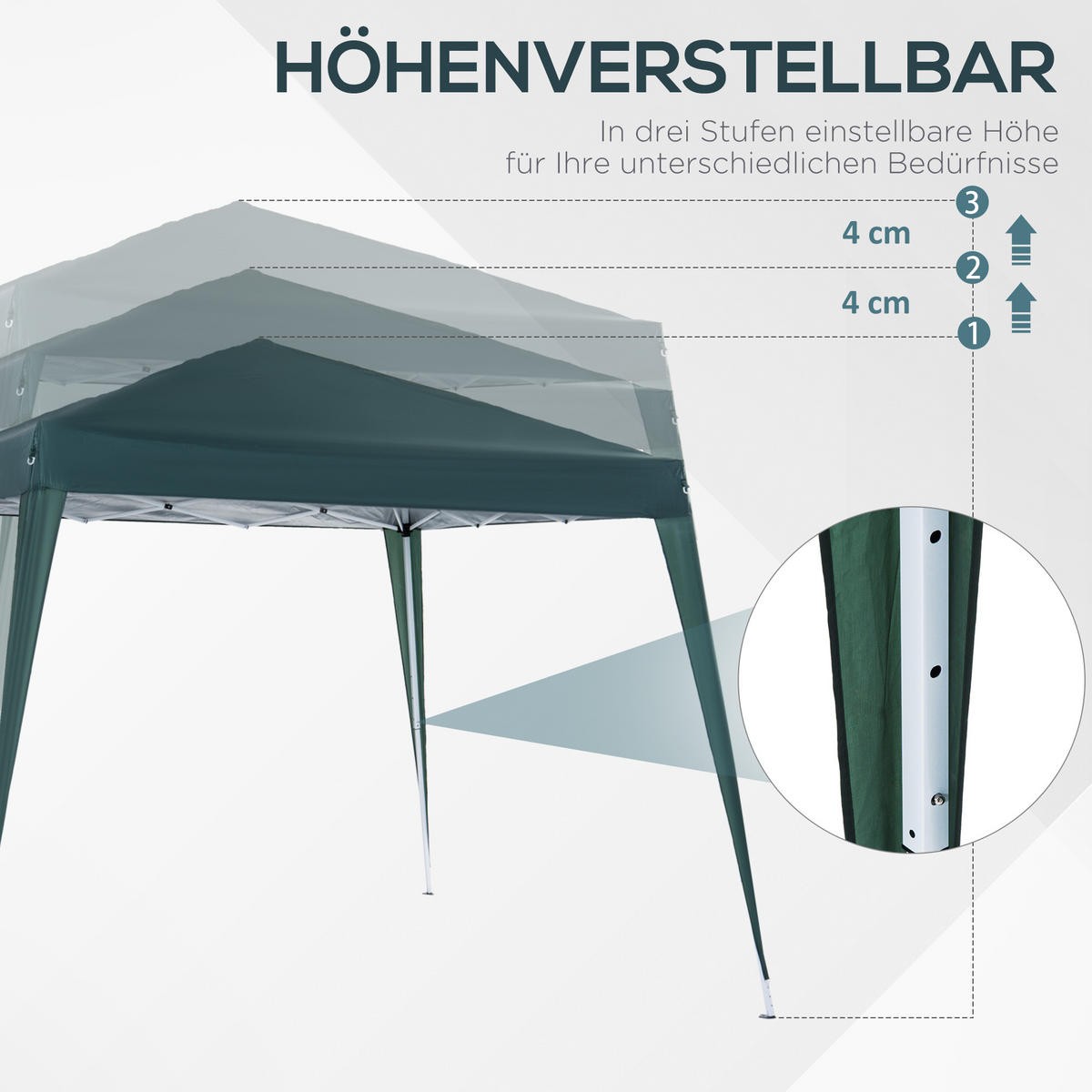 FALTPAVILLON, Color, Stahl, Oxford - Grün, Metall (240/250/240cm) - Outsunny