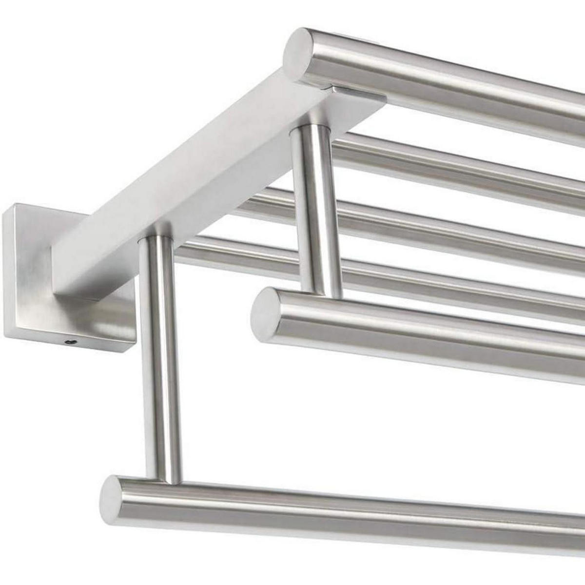 HANDTUCHHALTER Wand 60 cm Edelstahl Gebürstet mit Ablage - Silberfarben, Metall (20/13/60cm)