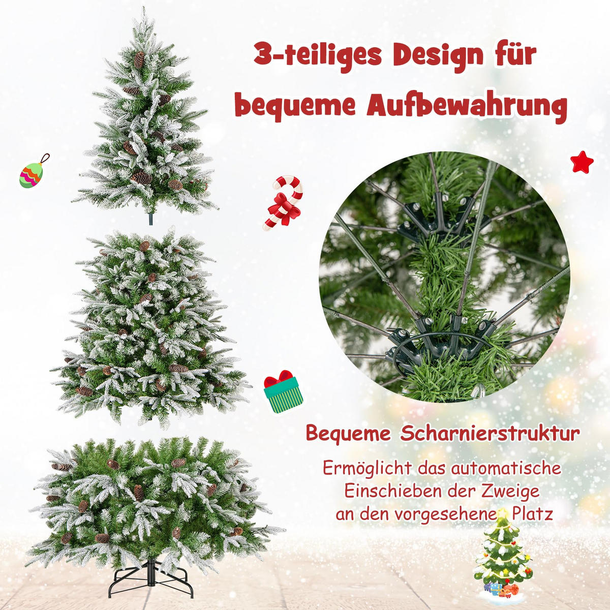 WEIHNACHTSBAUM mit 470 warmweißen LED-Lichtern 225 cm grün - Grün, Metall (225cm) - COSTWAY