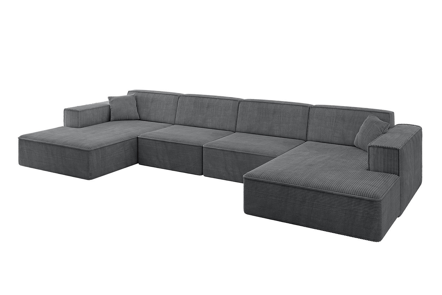 WOHNLANDSCHAFT IREA-U2-v4 - 382x165x72,5 cm Duneklgrau - Dunkelgrau, Holzwerkstoff/Textil (382/72/165cm) - ALTDECOR