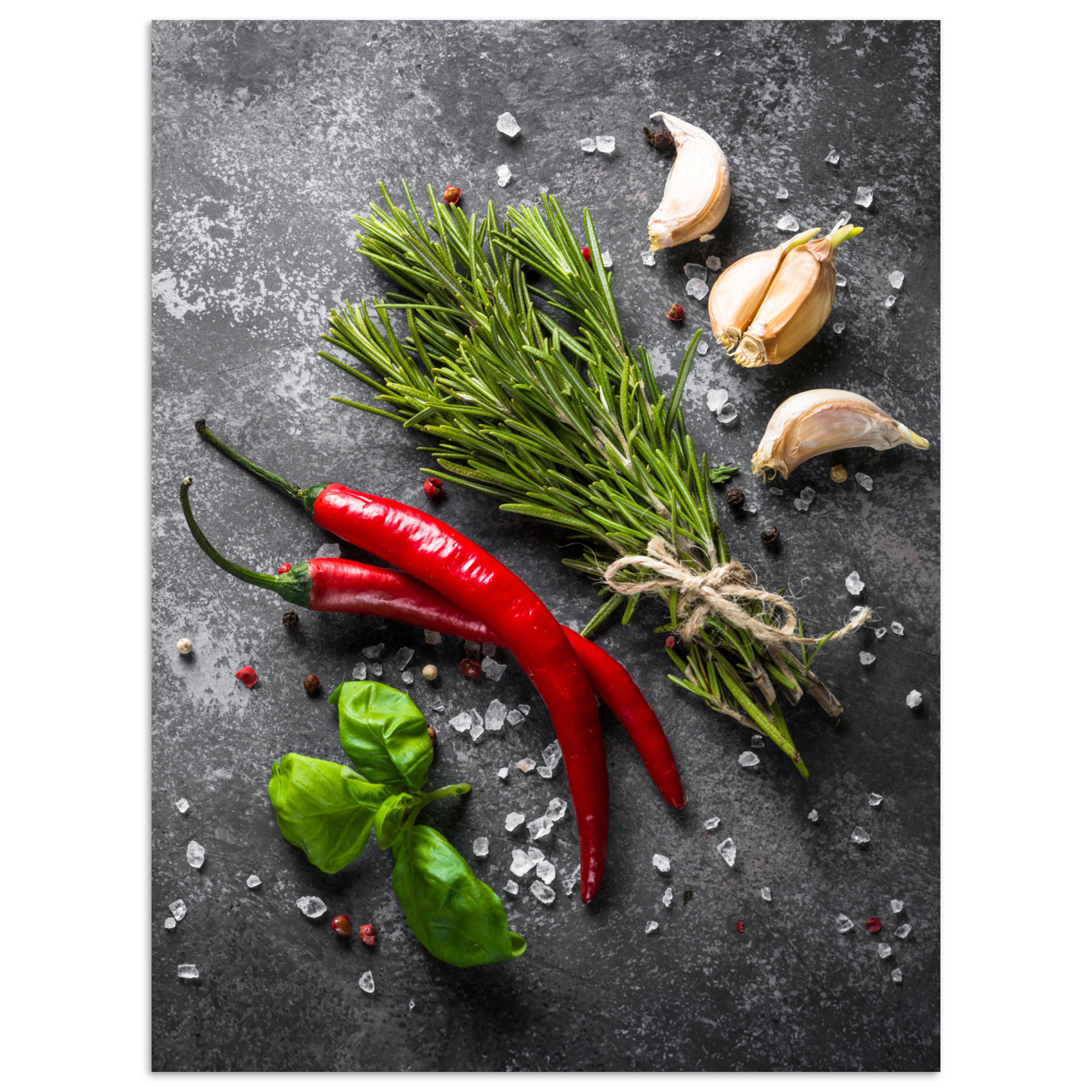 POSTER Pfeffer - Kräuter - Gewürze - Beton 30x40 cm - Dunkelgrau, Papier (30/40/0.1cm) - MuchoWow