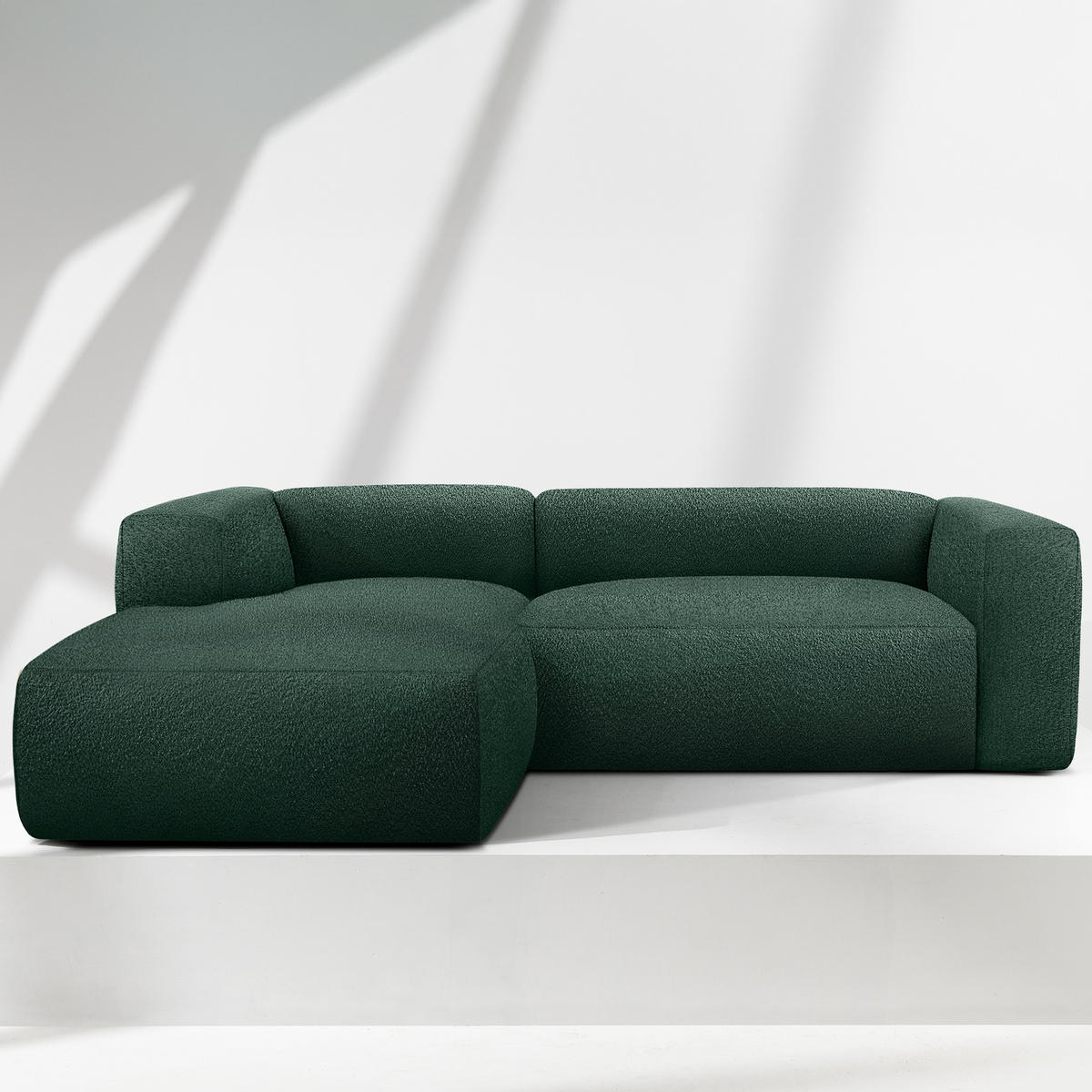 ECKSOFA LINKS BUFFO, Dunkelgrün - Dunkelgrün, Holz/Holzwerkstoff (225/176cm) - KONSIMO®