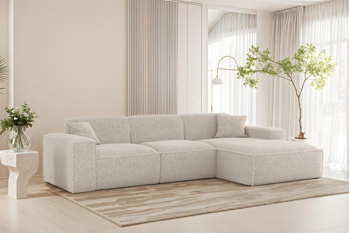 ECKSOFA Celes Premium In Sven - Weiß, Holzwerkstoff/Textil (266/165cm) - Fun Möbel