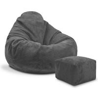 SITZSACK PARADISE MIT FUßSTÜTZE Kordsamt 2-tlg Granite Gray M - Dunkelgrau, Textil (90/100/90cm) - Dreamroots