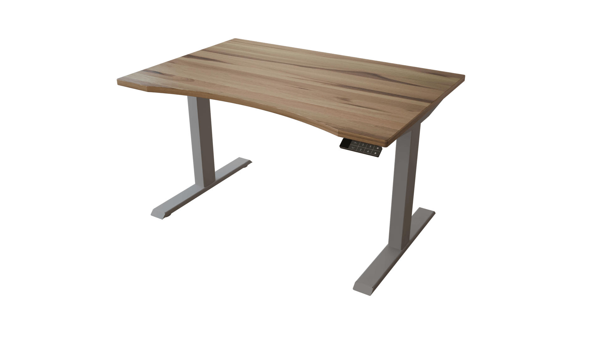 SCHREIBTISCH 120/80 elektrisch höhenverstellbar aus Kernbuche ergonomisch - Silber - Weiß/Braun, Holz (80/120/72.5cm) - MeinMassivholz