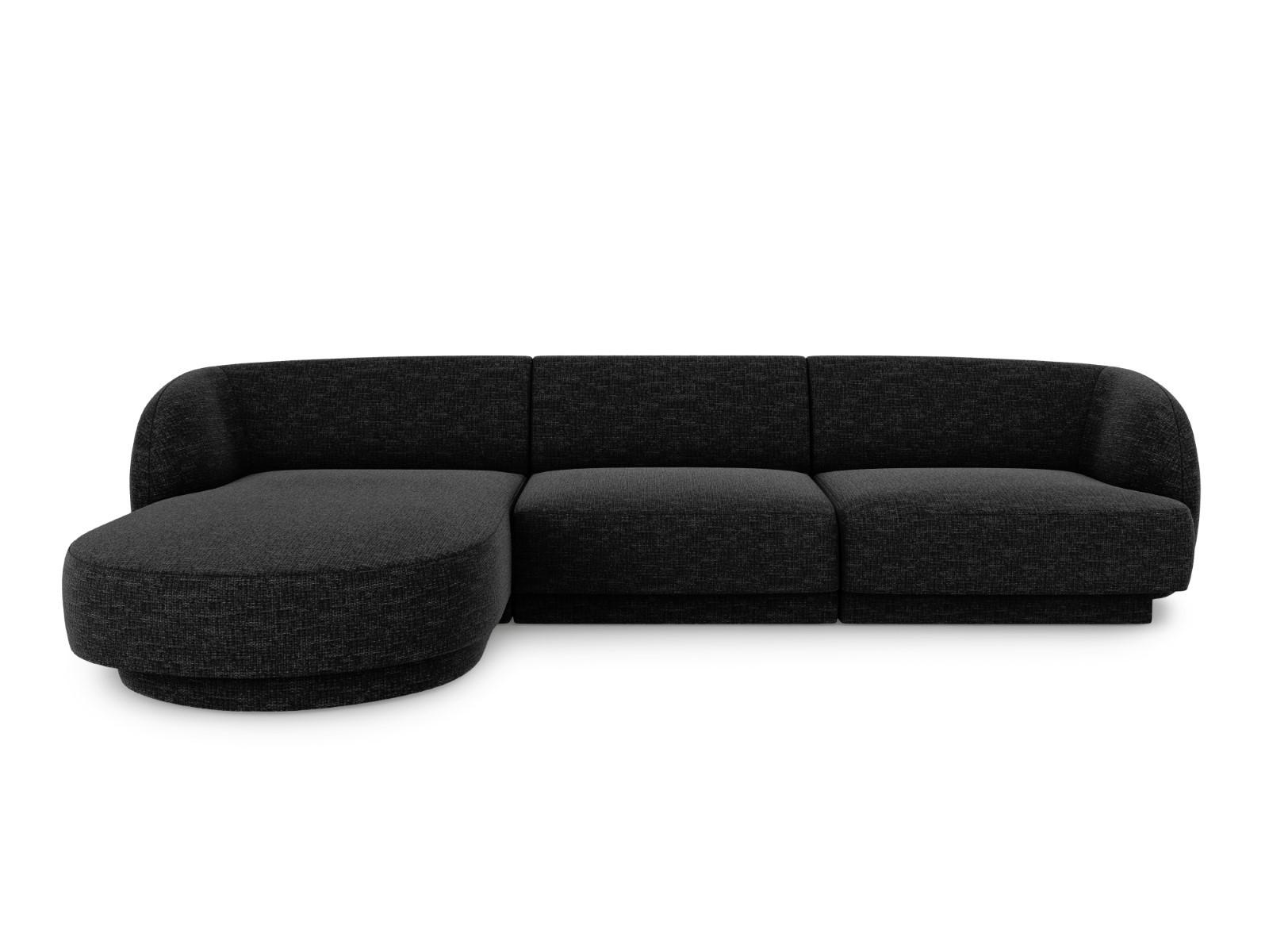 ECKSOFA links Miley aus Chenille-Stoff schwarz 4 Sitzplätze - Schwarz, Textil (156/255cm) - Micadoni