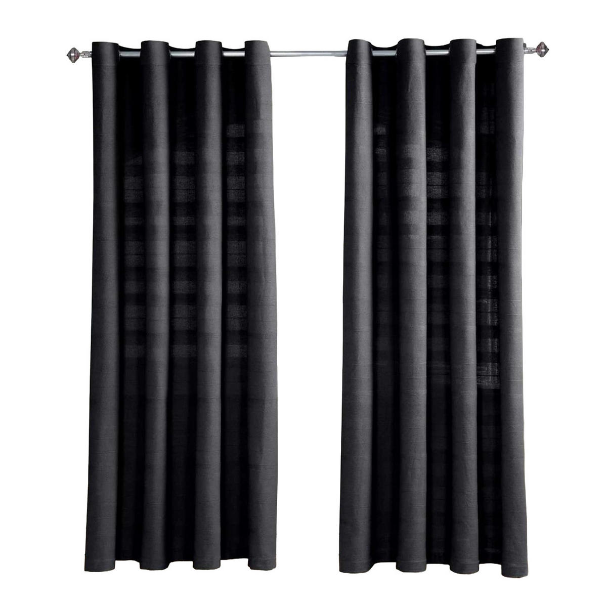 ÖSENVORHANG Rajput blickdicht 2er-Set, 137/137 cm - Schwarz, Textil (137/137cm) - Homescapes