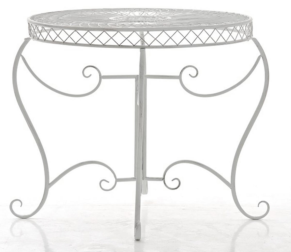 GARTENTISCH rund Ø90 cm Metall antik weiß - Weiß, Metall (90/90/69cm) - CLP