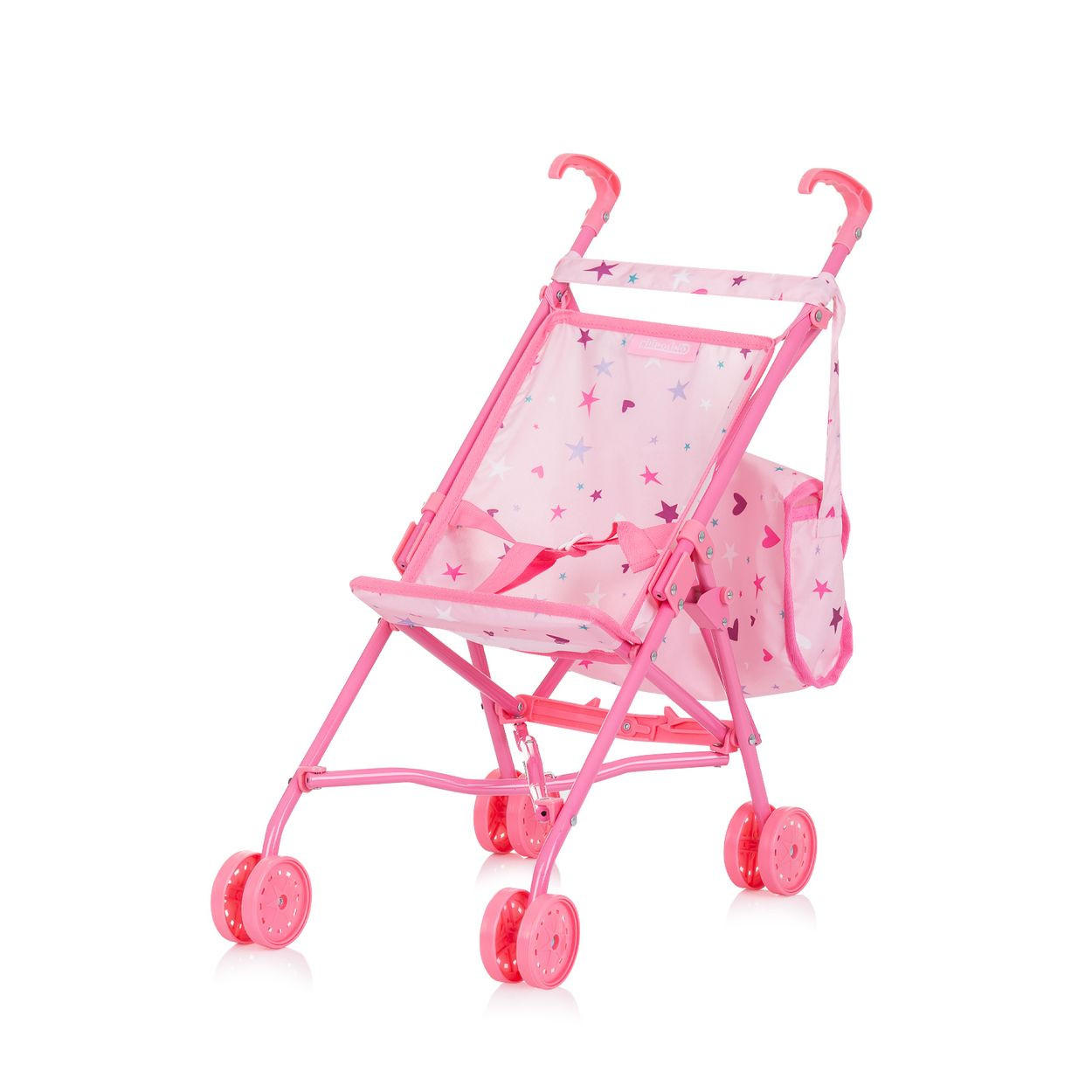 PUPPEN-ZUBEHÖR-SET Trixy rosa Sterne 3 in 1, Buggy, Hochstuhl, Tasche, Laufstall, faltbar, Zubehör-Set - Rosa, Kunststoff (27/55/51cm) - Chipolino