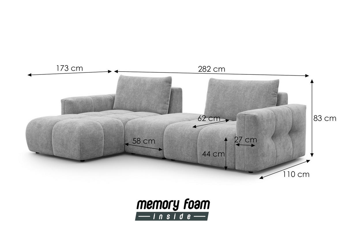 ECKSOFA VERONA 4-Sitzer LINKS, Marineblau - Blau/Schwarz, Holz/Textil (282/173cm) - Courtois Laville